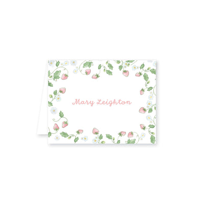 Strawberry Blooms Folded Note Card