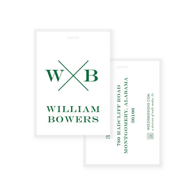 Weezie B. Designs | Block X With Name and Monogram Bag Tag