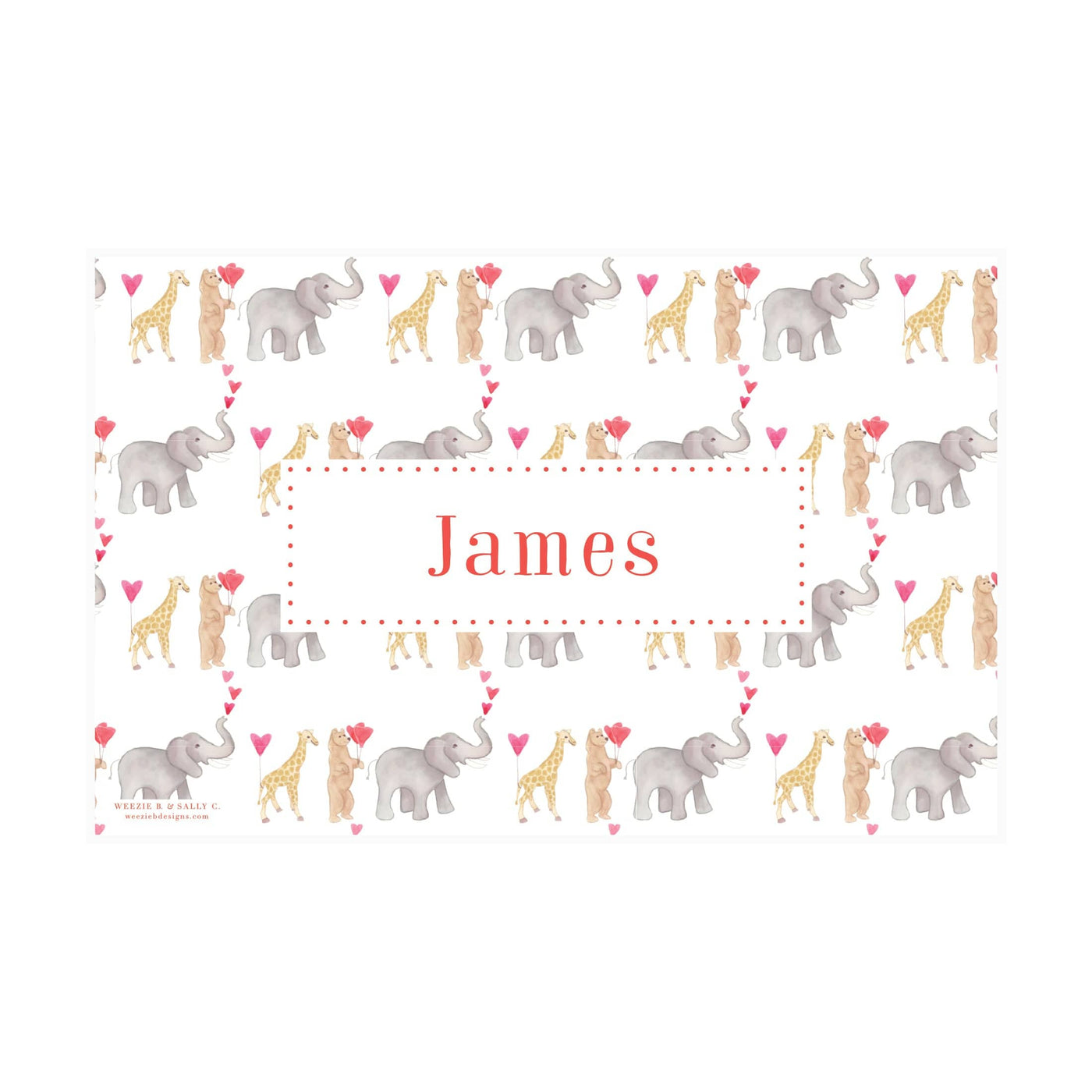 Wild About Zoo Valentine Placemat